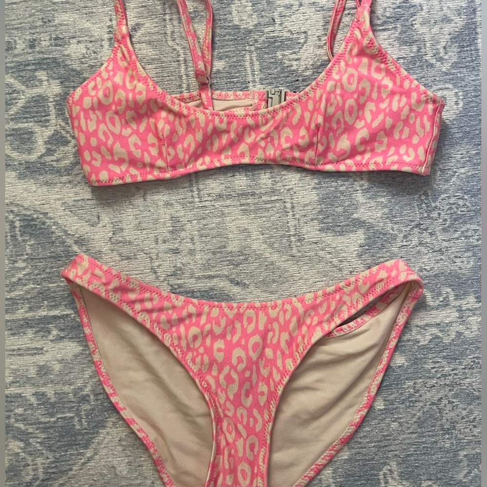 Triangl Pink Leopard Print Bikini Set